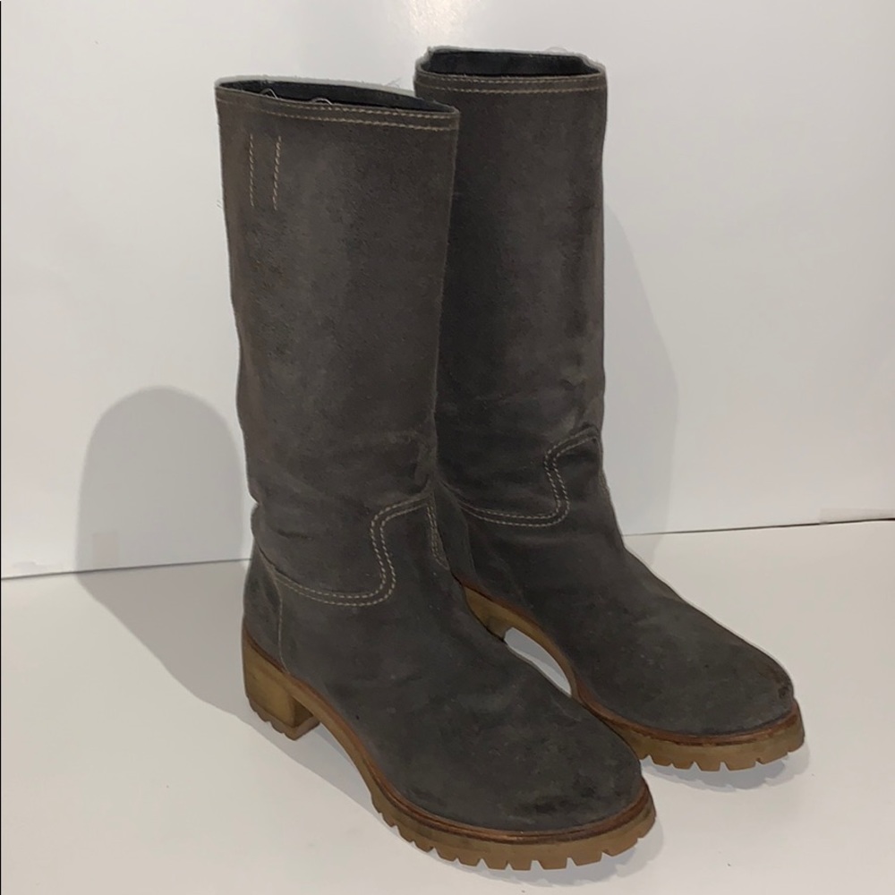 Prada Gray Suede Boots